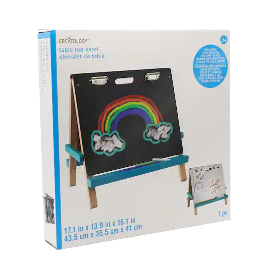CREATOLOGY KIDS TABLE TOP EASEL DRY ERASE AND CHALKBOARD The