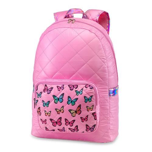 TOP TRENZ PINK PUFFER BACKPACK WITH BUTTERFLY POCKET The Stationery