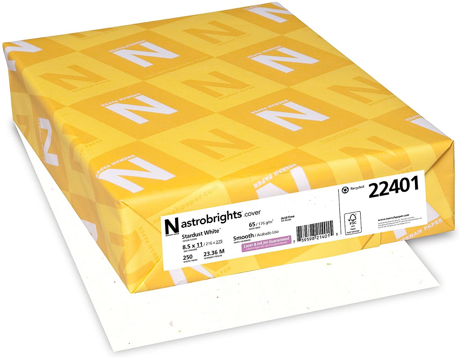 22401 Astrobrights colored cardstock, letter sized, 65lb, stardust