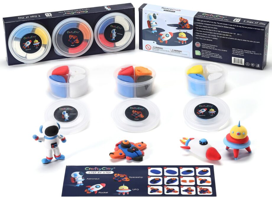 CRAFTY CLAY - THE SPACECRAFT 12 COLOR PREMIUM AIR DRY MODELING CLAY (ODORLESS & NON-STICKY)