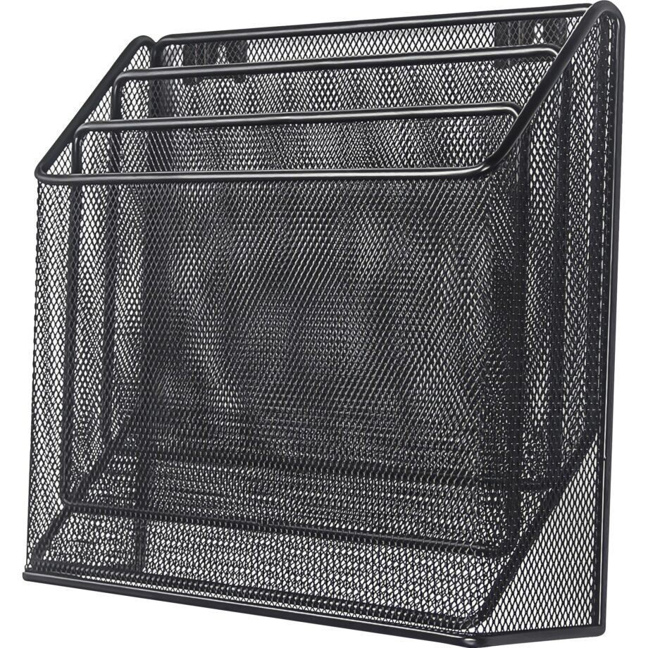 Lorell Mesh Desktop Organizer - Black 3 Tiers