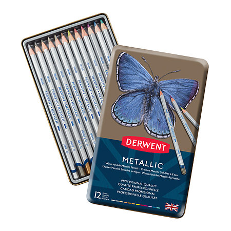 DERWENT - METALLIC PENCILS TIN OF 12