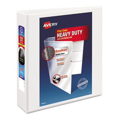 AVERY - HEAVY-DUTY NON-STICK VIEW BINDER WITH DURAHINGE AND SLANT RINGS, 3 RINGS, 2" CAPACITY, 11 X 8.5, WHITE (05504)