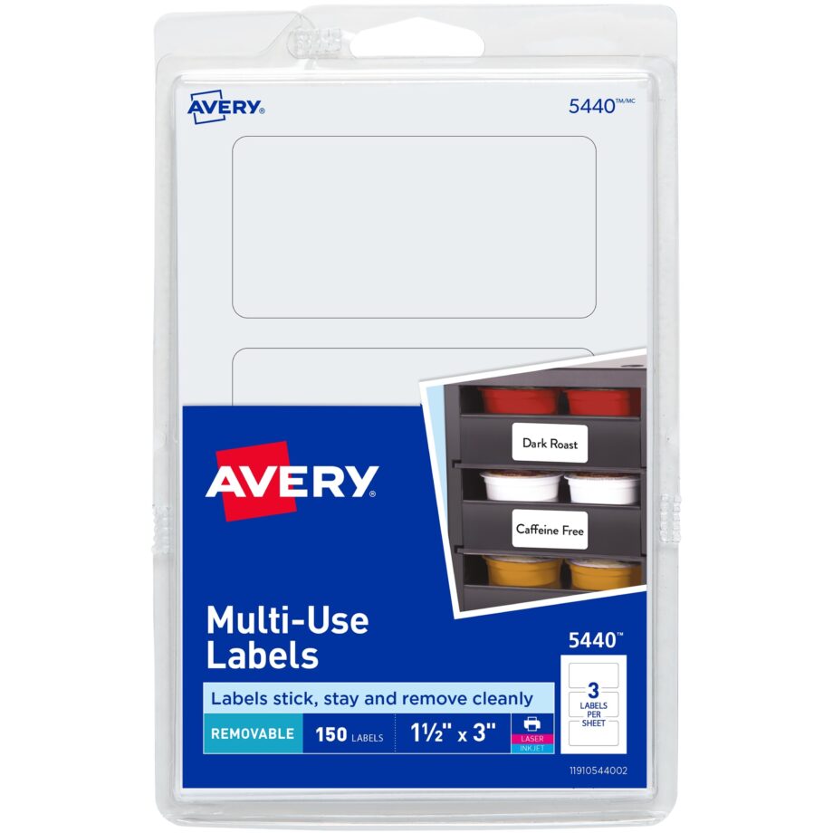 AVERY - REMOVABLE LABELS, REMOVABLE ADHESIVE, 1-1/2" X 3", 150 LABELS