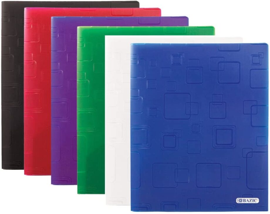 BAZIC - PORTFOLIO, POLY, 2 POCKET, CUBIC EMBOSSED, MULTI-COLOR (2139)
