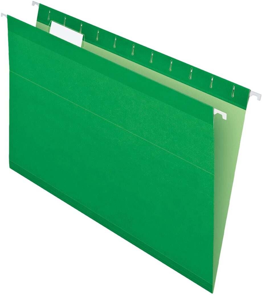 PENDAFLEX - LEGAL HANGING FILE FOLDER 1/5 CUT, BRIGHT GREEN, EACH (415315)