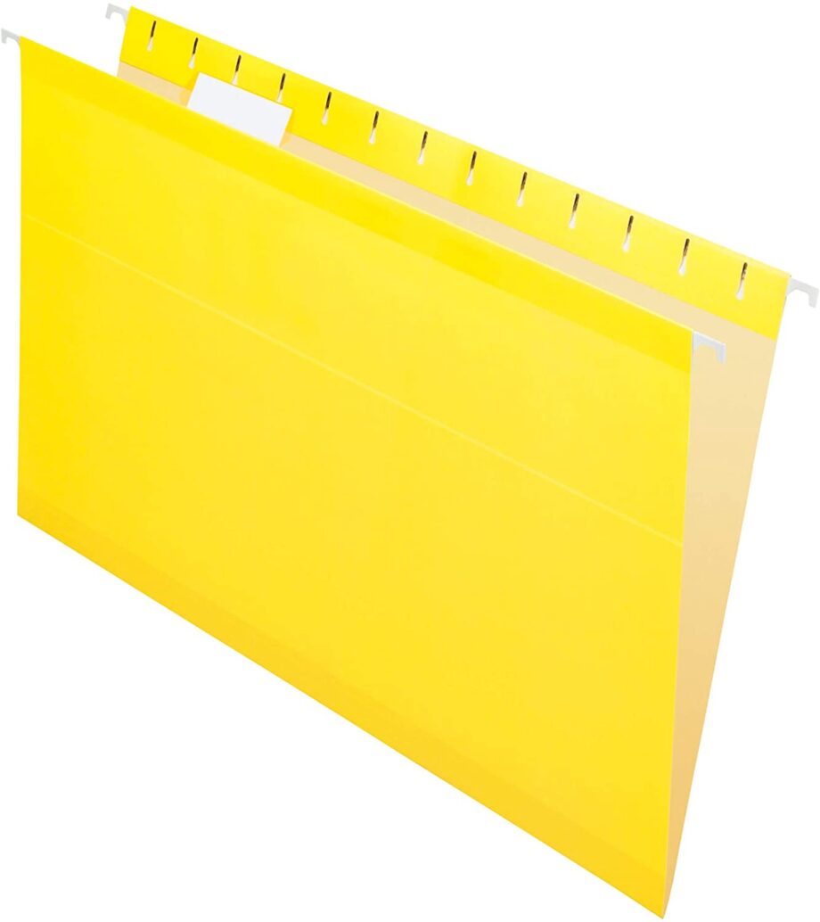 PENDAFLEX - LEGAL HANGING FILE FOLDER 1/5 CUT, YELLOW, EACH (415315)