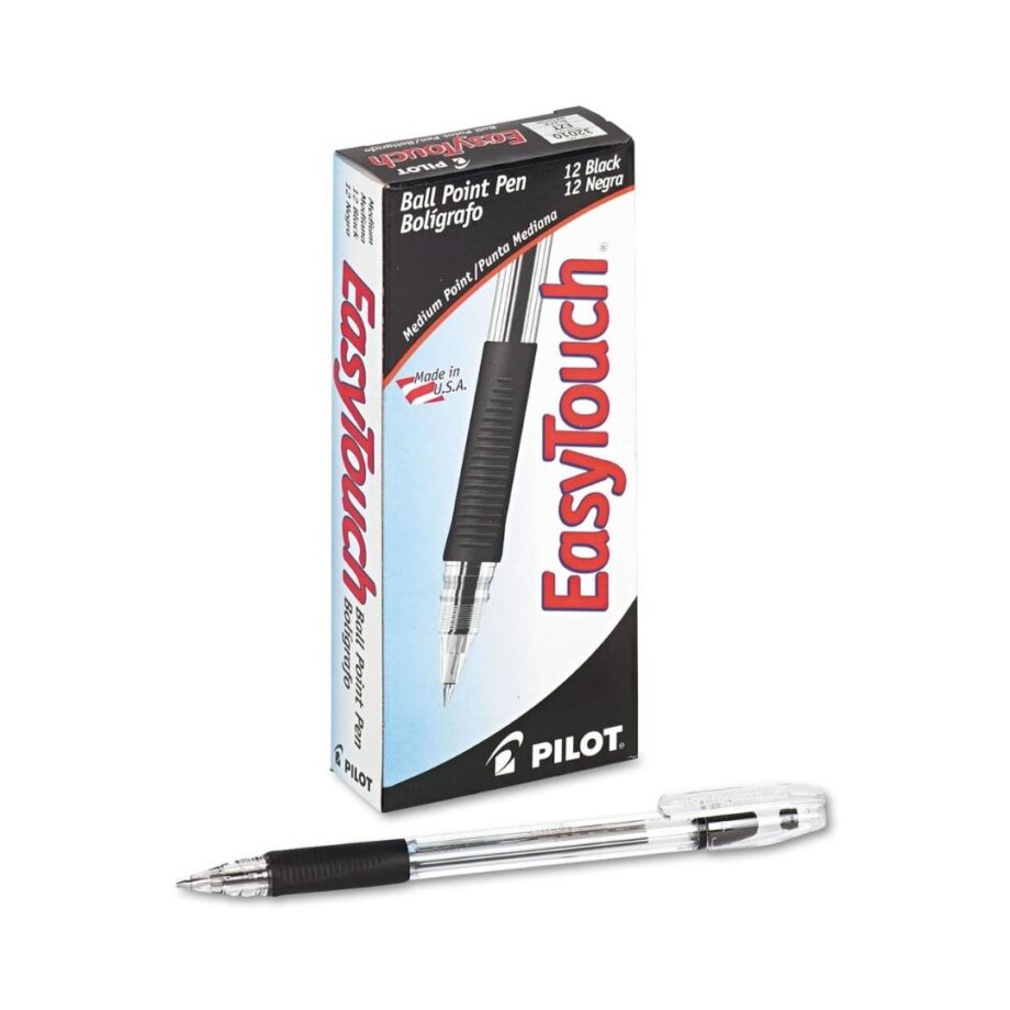 PILOT - EasyTouch Ballpoint Pen, Refillable, Medium Point, Black, 12 Pack (32010)