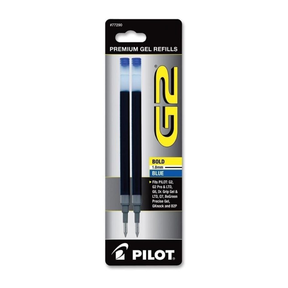PILOT - G2 Gel Ink Refill for Rolling Ball Pens, Blue, Bold Point 2 REFILLS (77290)