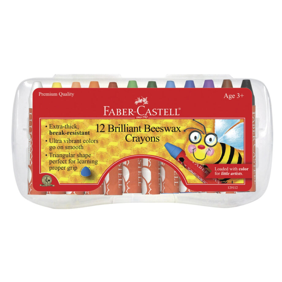 FABER CASTELL - 12 BRILLIANT BEESWAX CRAYONS IN STORAGE CASE