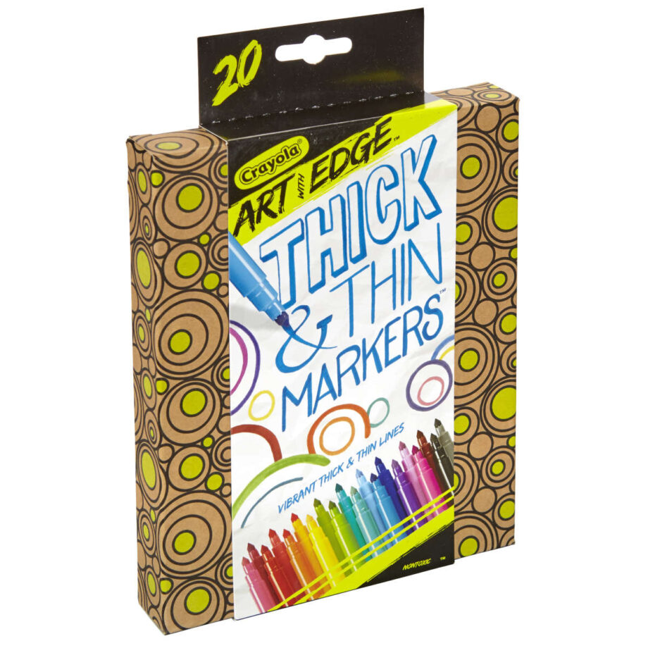 CRAYOLA - MARKERS, ART WITH EDGE THICK & THIN, WASHABLE