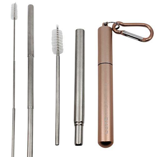 LUXE - TELESCOPIC METAL ROSE GOLD STRAW SET