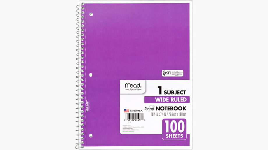 MEAD - NOTEBOOK,WB,1SUB.10.5X8,WM