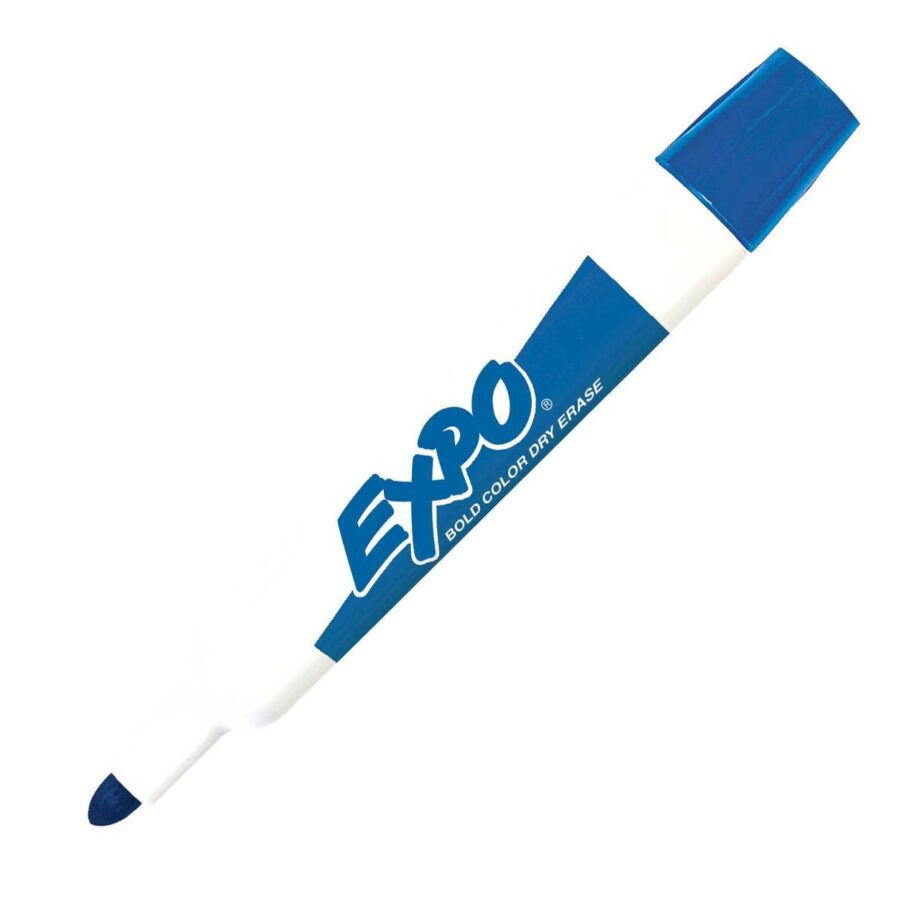 EXPO - Dry Erase Markers, Bullet Tip, Blue, Each