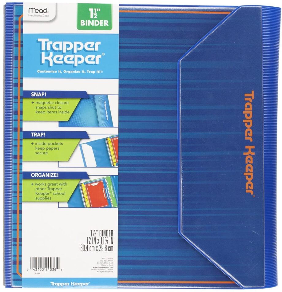 Trapper Keeper 3 Ring Binder, Sealed, 1-1/2, Color May Vary (24036)