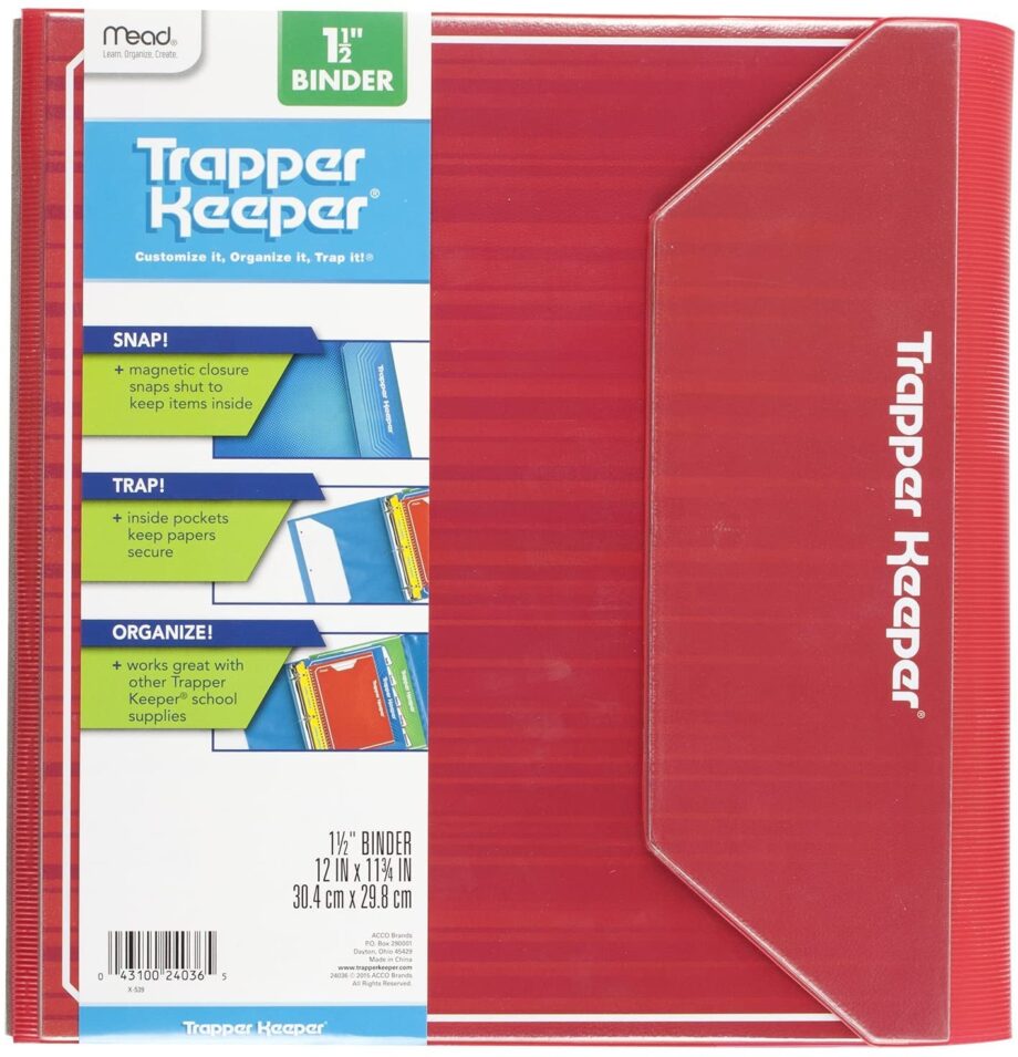 Trapper Keeper 3 Ring Binder, Sealed, 1-1/2, Color May Vary (24036)