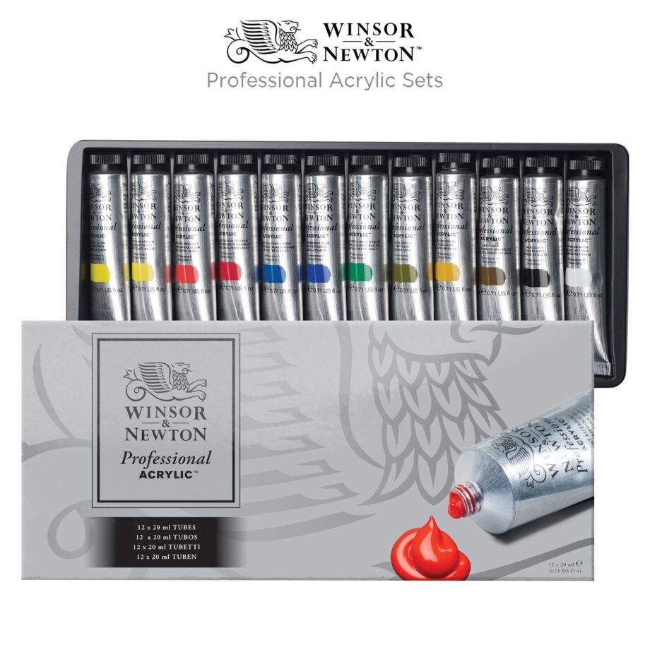 WINSOR & NEWTON - PROFESSIONAL ACRYLIC PAINT STARTER SET 20ML - SET OF 12 COLORS