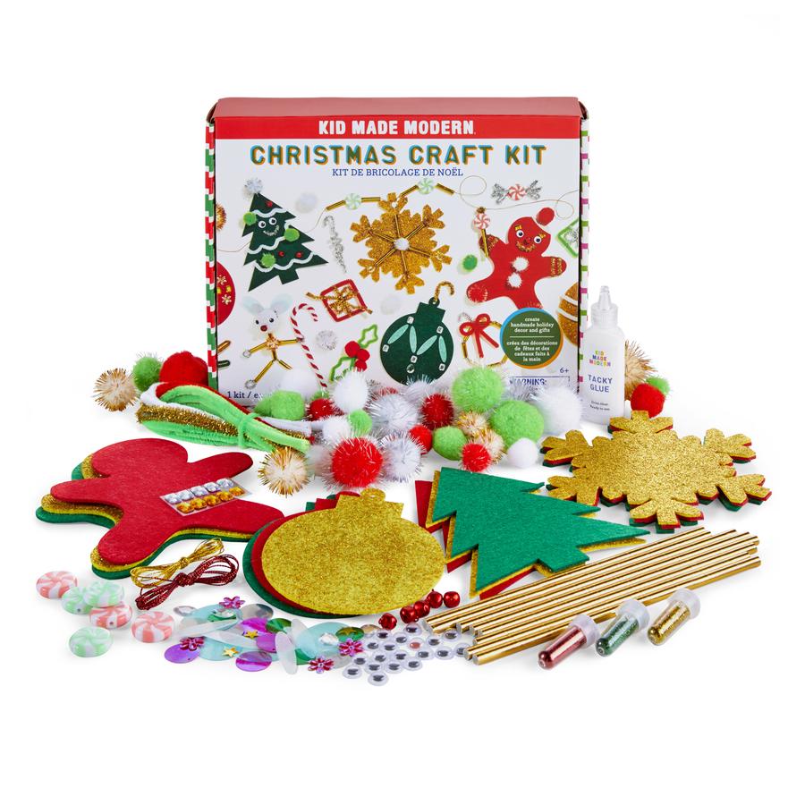 Christmas Craft kit in a tin Carrier Box, Art and Craft Supplies for Kids  Age 4-12 Asst tin Box Designs