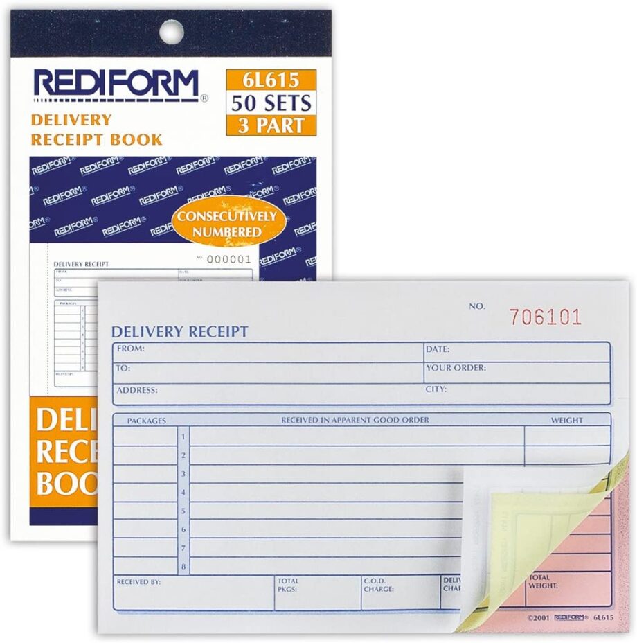 REDIFORM- DELIVERY RECEIPT BOOK, 2 PART, 50 SETS