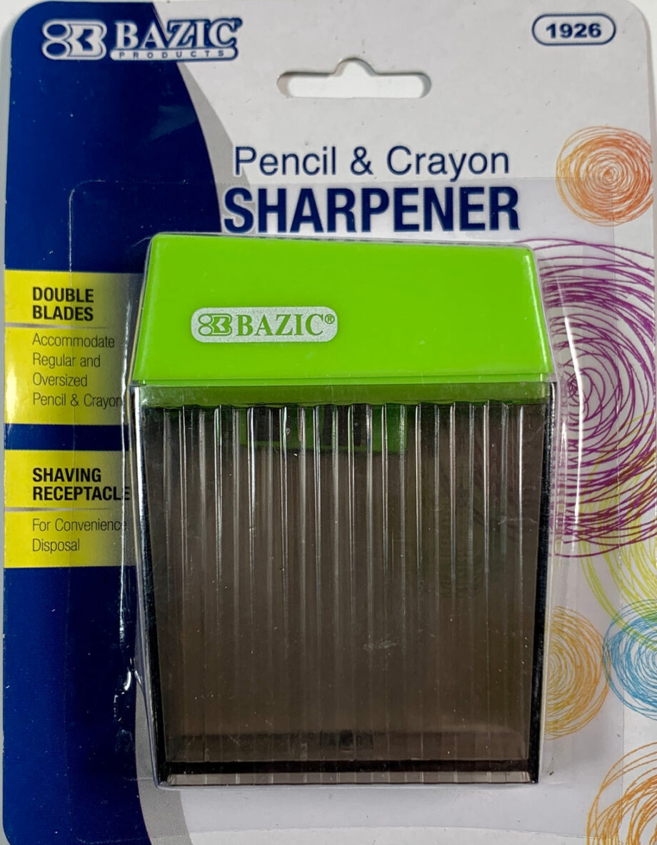 BAZIC - DUAL SHARPENER WITH RECEPTACLE, ASSORTED COLORS