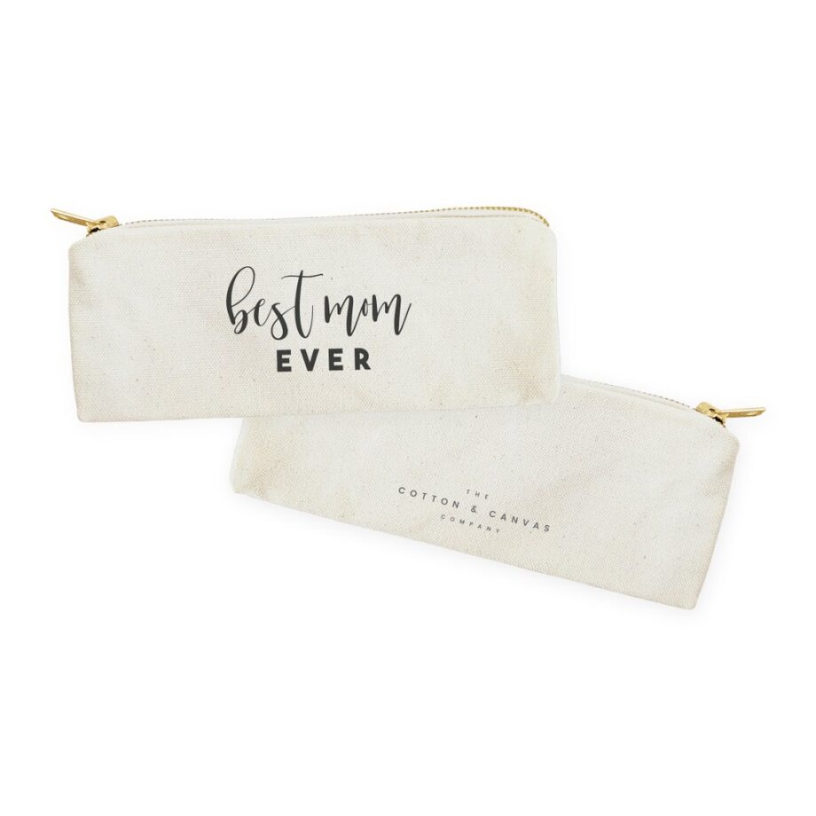 THE COTTON AND CANVAS CO. - BEST MOM EVER - COTTON PENCIL CASE AND TRAVEL POUCH