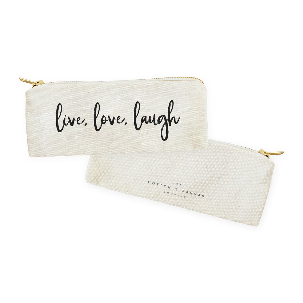 THE COTTON AND CANVAS CO. - LIVE, LOVE, LAUGH - COTTON PENCIL CASE AND TRAVEL POUCH