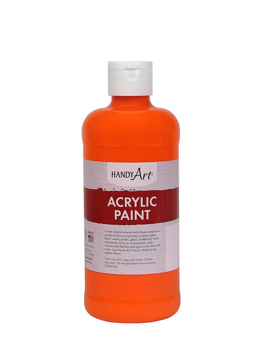 HANDY ART - STUDENT ACRYLIC PAINT 8 OZ - FLUORESCENT ORANGE