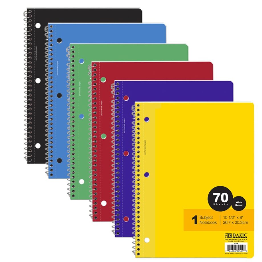 BAZIC - SPIRAL NOTEBOOK, 1 SUBJECT, COLLEGE RULED