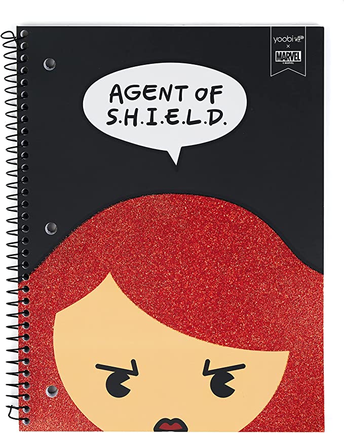 YOOBI - Marvel Black Widow Spiral Notebook - 1 Subject College Ruled, 3-Hole Punched 100 Sheets