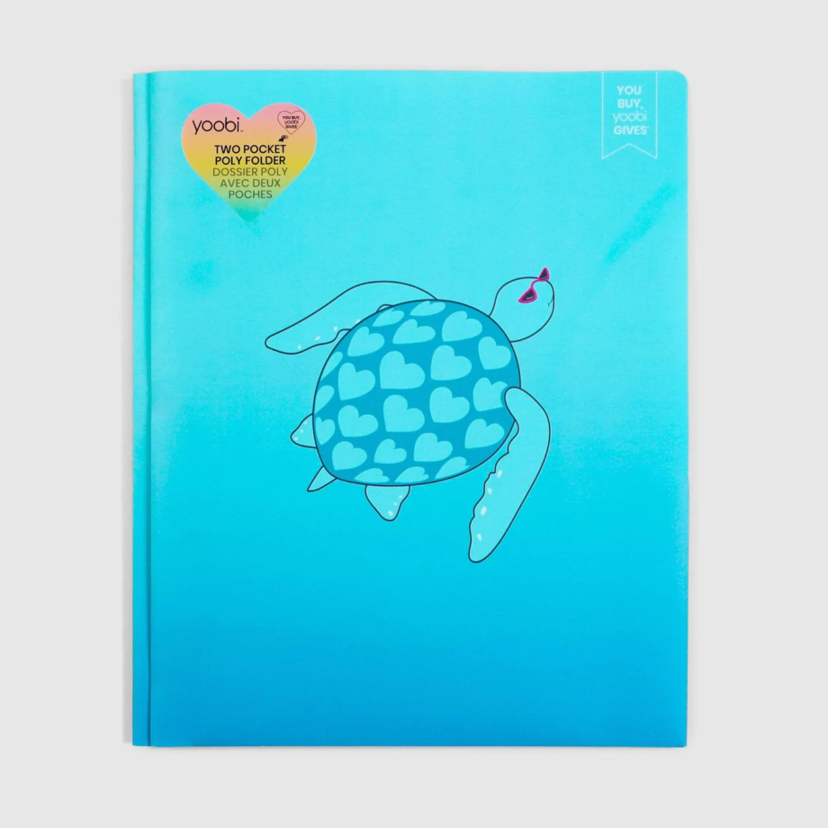 YOOBI - 3 PRONG FILE FOLDER - HEARTS AND TURTLES