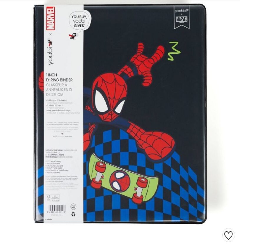 YOOBI - 1" Ring Binder Black Spider-Man Skate