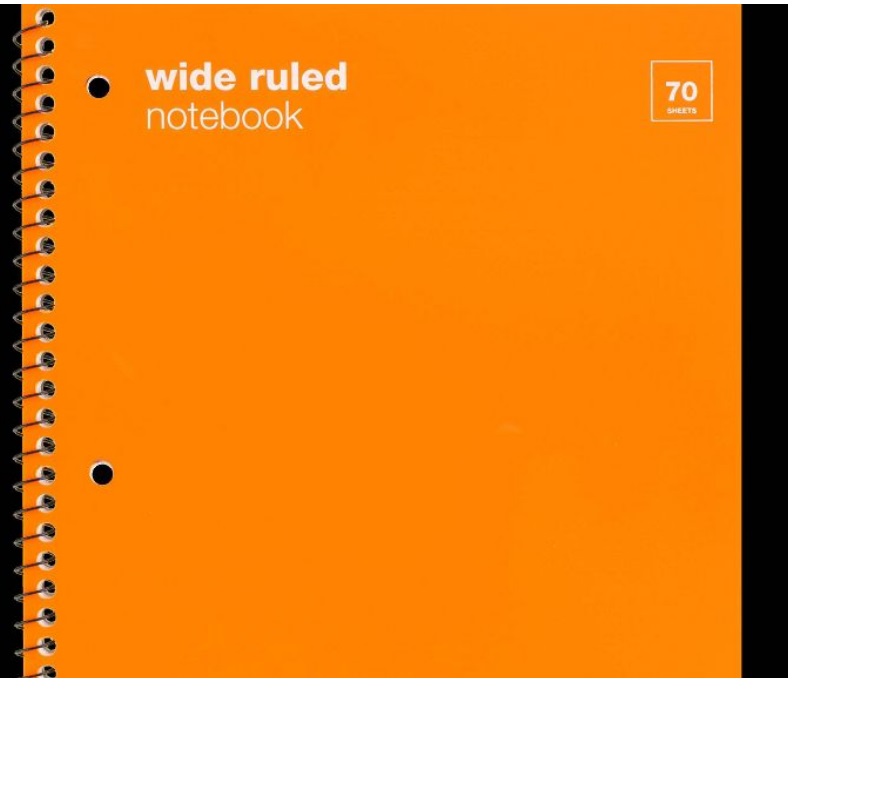 Wide Ruled 1 Subject Flexible Plastic Cover Spiral Notebook Orange