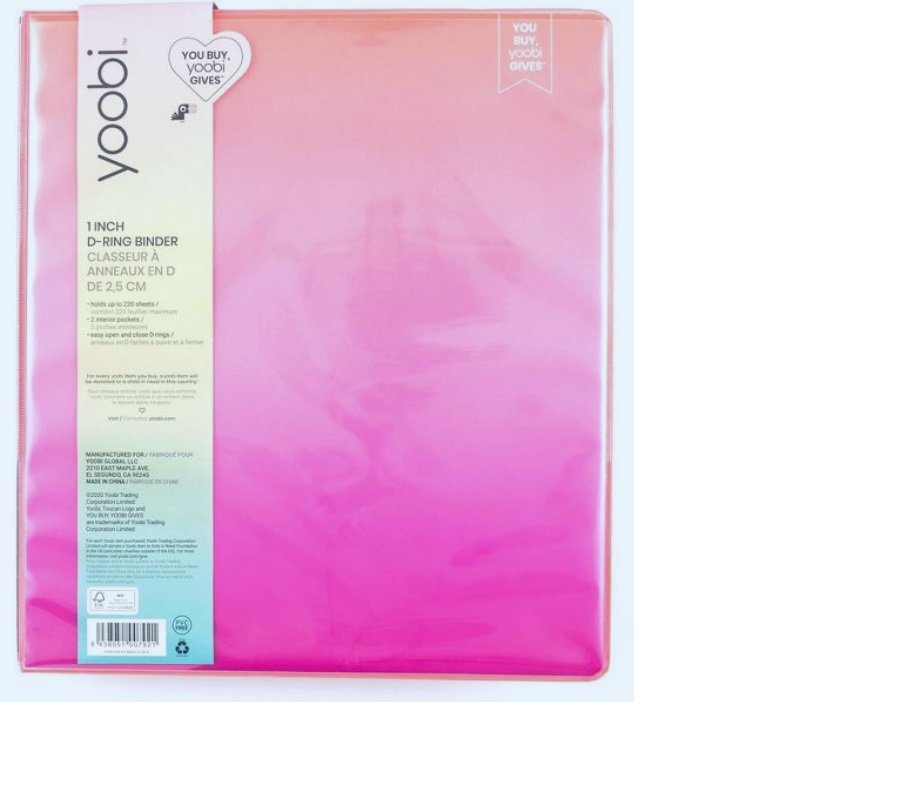 YOOBI - 1" Ring Binder Pink Ombre