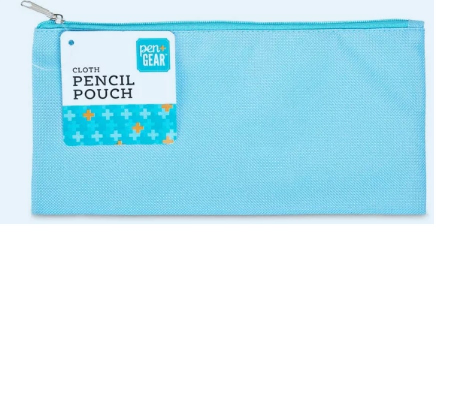 Pen + Gear Cloth Zipper Pencil Pouch, Pencil Case, Teal, 8.75 x 4.25 