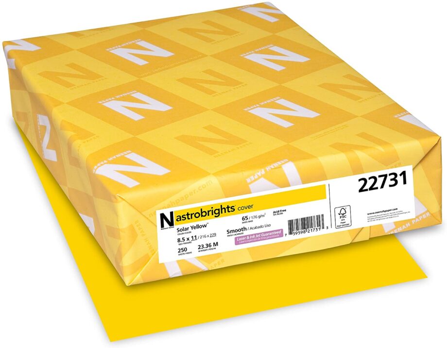 22731 Astrobrights Cardstock, 65 lb, 8.5 x 11, Solar Yellow, (REAM)