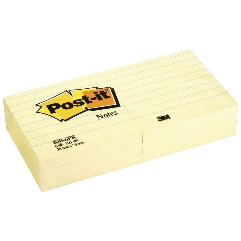 3M - POST-IT NOTES LINED, 3X3", YELLOW