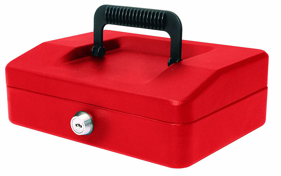 HELIX CASH BOX 8" RED The Stationery Store & Authorized FedEx Ship Centre
