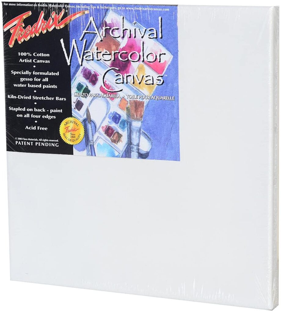 TARA / FREDRIX - ARTIST SERIES WATERCOLOR CANVAS, 7.7OZ PRIMED STRETCHED CANVAS - 12" X 12"