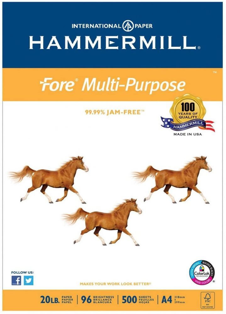 HAMMERMILL - PAPER, COPY, 28#, LETTER, COLOR, 3-HOLE PUNCHED (Case