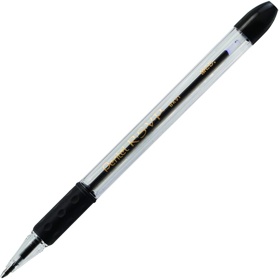PENTEL - PEN,BP,STK,RSVP,MED,BLK,EACH