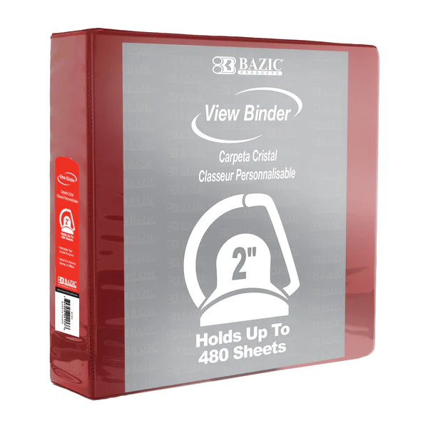 BAZIC - BINDER, VIEW, SLANT D-RING, 2", BURGUNDY