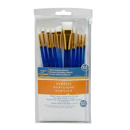 8 Piece Golden Synthetic Acrylic Brushes By Artist's Loft