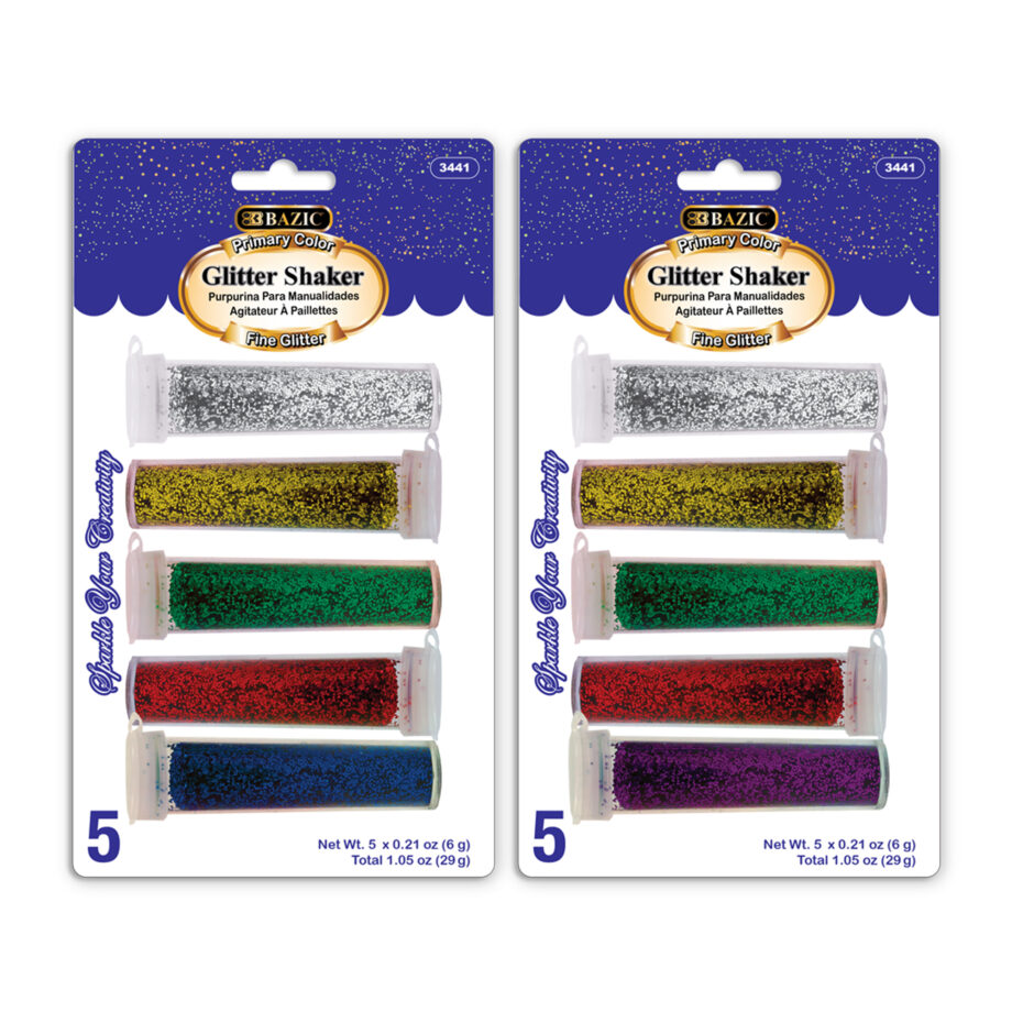 BAZIC - GLITTER, PRIMARY COLOR, 5PK