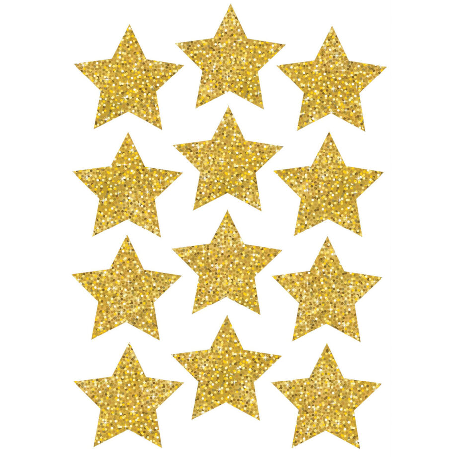 ASHLEY PRODUCTIONS - DIR-CUT MAGNETS, 3" GOLD SPARKLE STARS 12 PER PACK