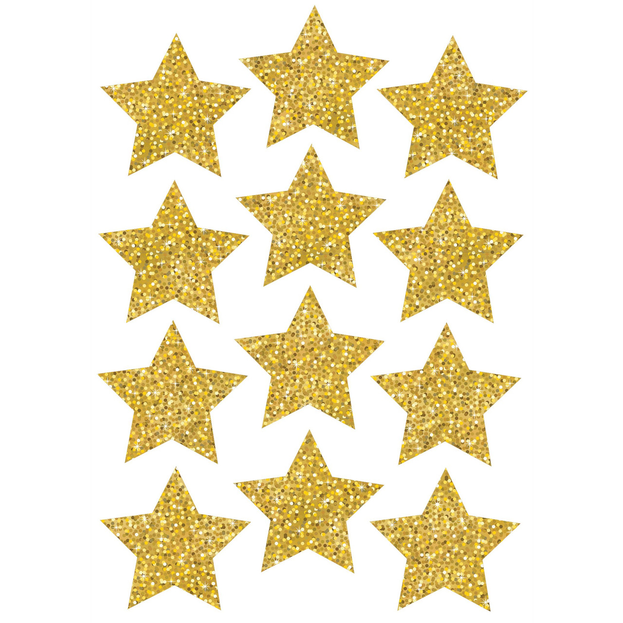 ASHLEY PRODUCTIONS - DIR-CUT MAGNETS, 3" GOLD SPARKLE STARS 12 PER PACK