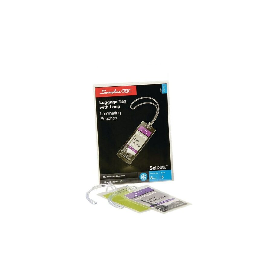 SWINGLINE - LAMINATING LUGGAGE TAGS, 5 PACK, CLEAR