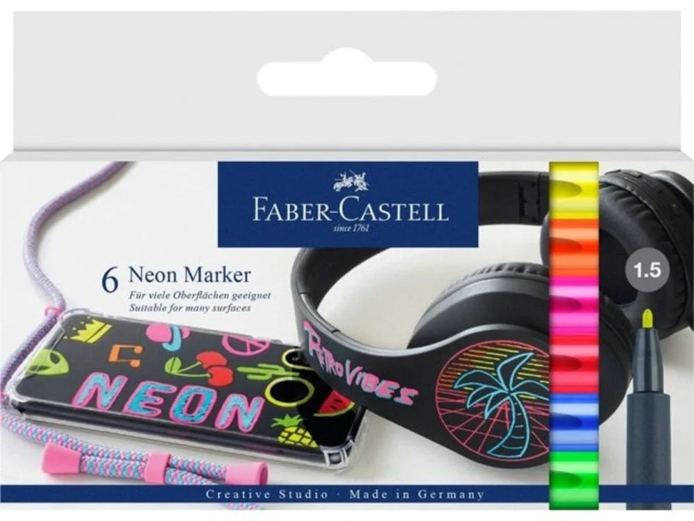 FABER CASTELL - NEON CREATIVE MARKER (6 COUNT)