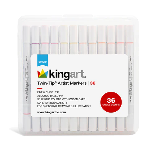 KINGART® Twin-Tip™ Sketch Markers, Set of 24 Unique & Vivid Colors