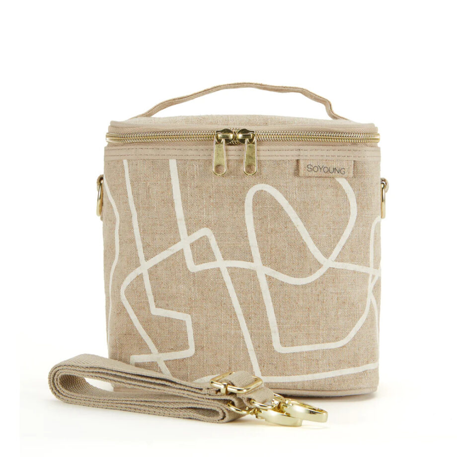 SOYOUNG - WHITE ABSTRACT LINES PETITE LUNCH POCHE
