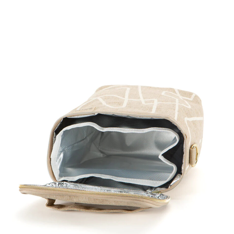 SOYOUNG - WHITE ABSTRACT LINES PETITE LUNCH POCHE